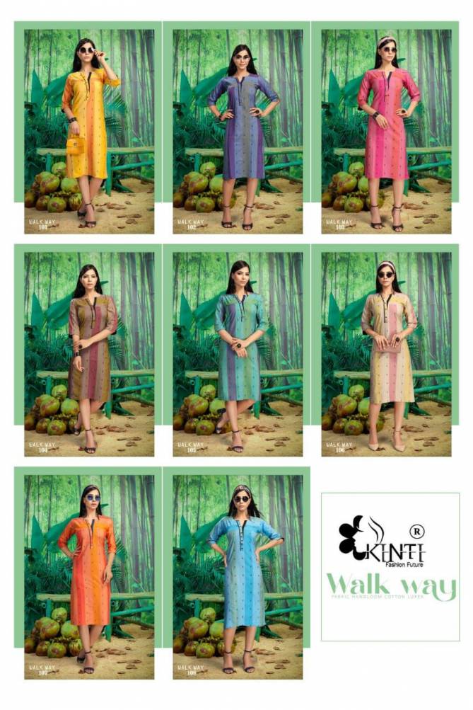 Kinti Walkway Handloom Ethnic Wear South Cotton Straight Designer Kurtis Collection
